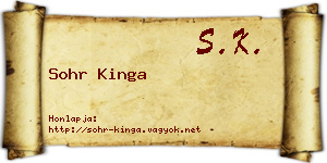 Sohr Kinga névjegykártya